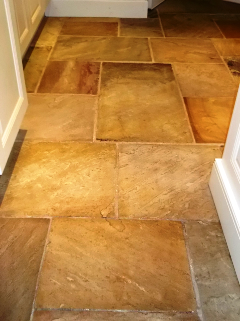 Sandstone floor after cleaning and sealing
