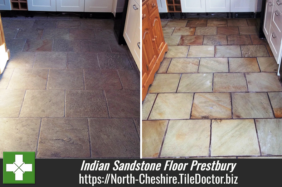 Cleaning and Sealing an Indian Sandstone Floor in Prestbury