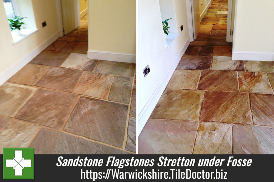 Sealing Sandstone Flagstones in Stretton under Fosse