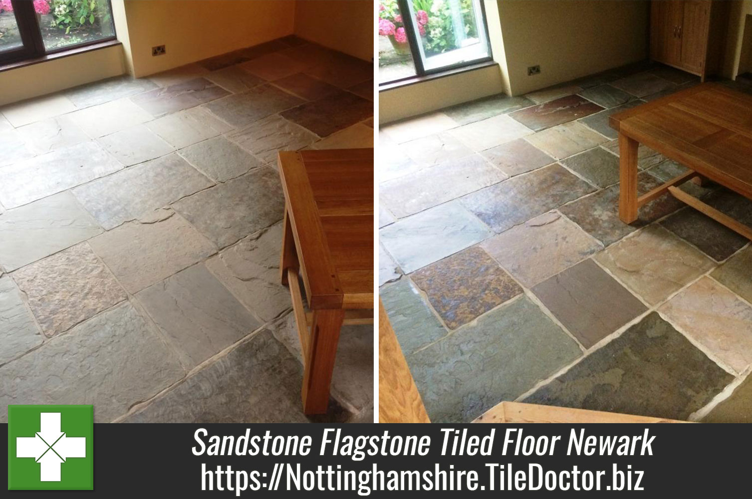 Dull and Tired Sandstone Flagstone Tiled Floor Refreshed in Newark
