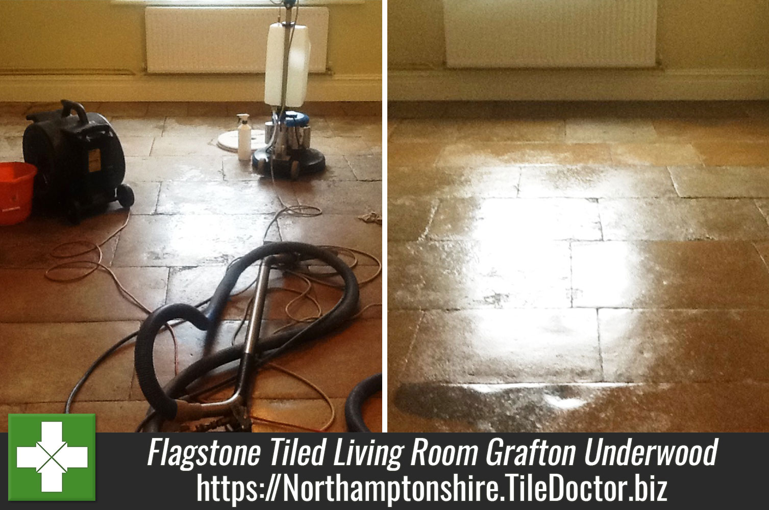 Stripping and Resealing a Flagstone Tiled Living Room in Grafton Underwood