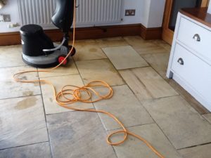 Sandstone Kitchen Floor During Cleaning Brockhall