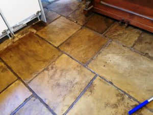 Yorkstone Slab Floor After Cleaning and Sealing in Hyde