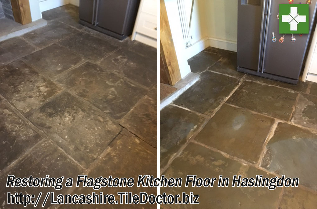 Flagstone Floor Before and After Milling Haslingdon