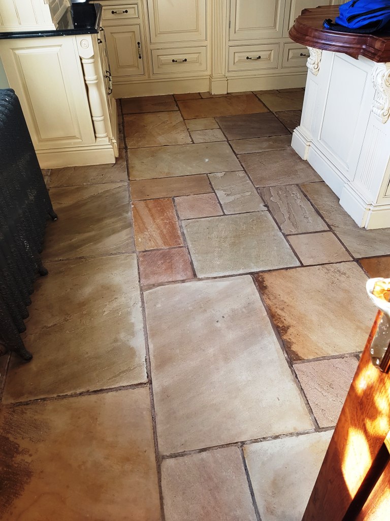 Sandstone Kitchen Floor Tile After Sealing Quarry Bank Mill Cottage