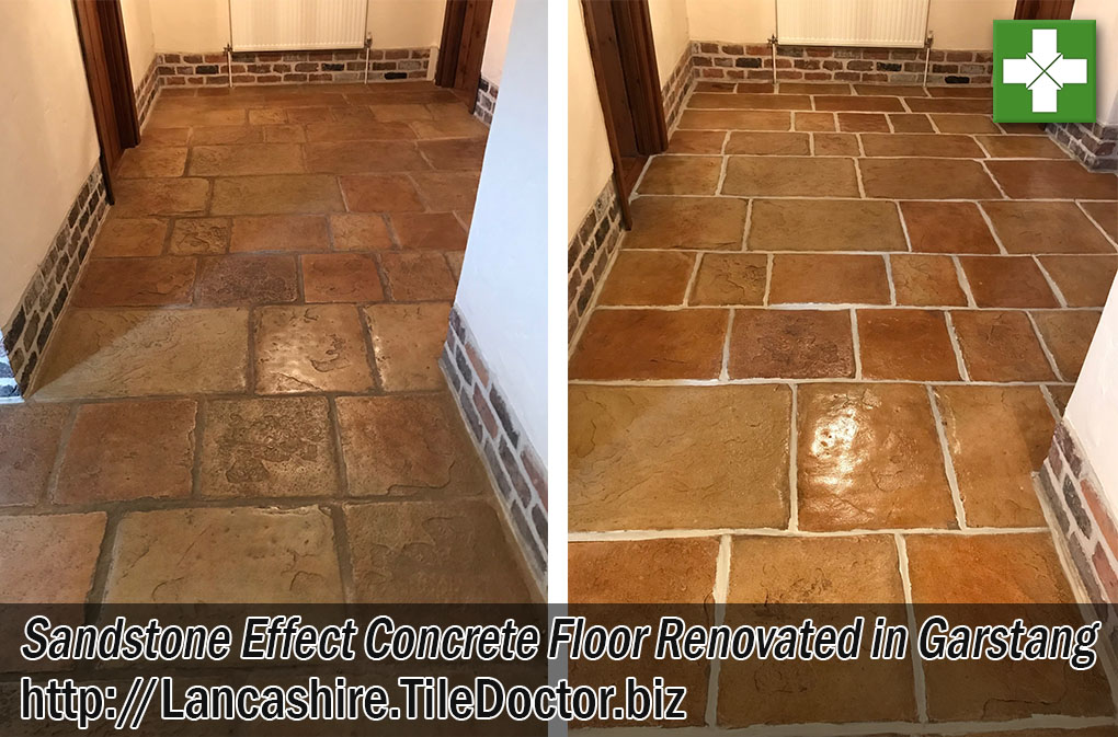 Sandstone Effect Concrete Floor Before After Cleaning Garstang