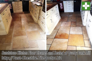 Sandstone Kitchen Floor Before and After Renovation Quarry Bank Mill