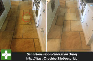 Sandstone Tiled Floor Before and After Renovation Disley