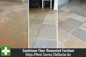 Sandstone Tiled Kitchen Floor Renovation Farnham