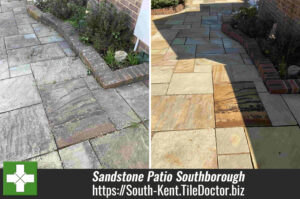 Sandstone Patio Before After Renovation in Southborough