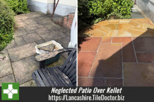 Neglected Sandstone Patio Restoration Over Kellet