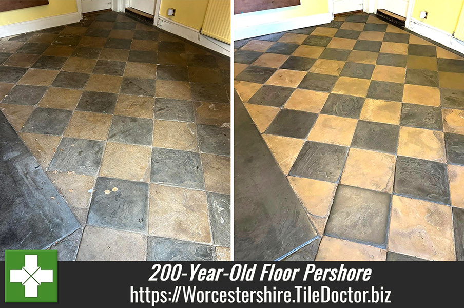 Buff and Black Sandstone Floor Restoration Pershore